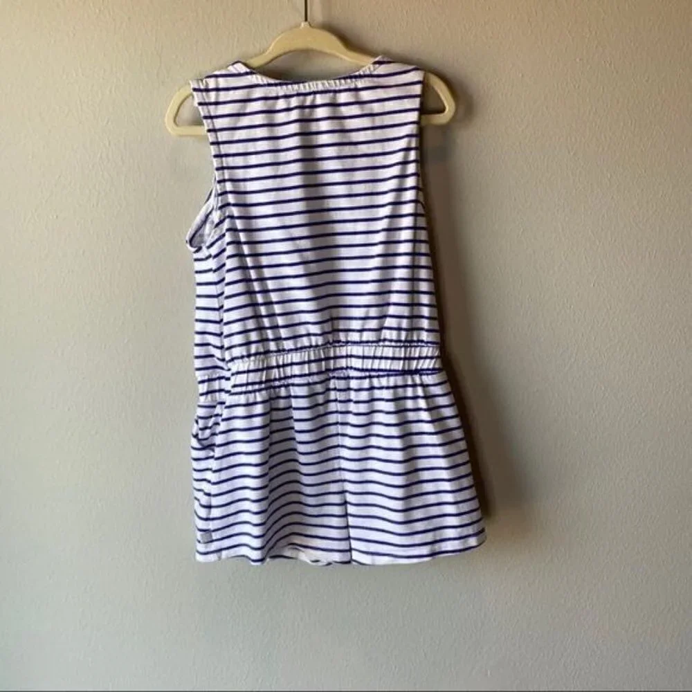 Art & Eden Nelli Romper Organic Blue Stripe Sz 5